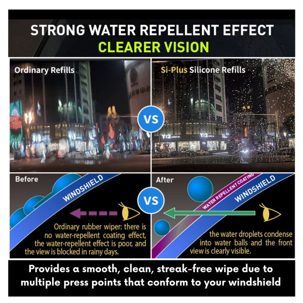 Silicone wiper blade water repellent coating