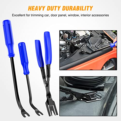 238Pcs Trim Removal Tool, Auto Push Pin Bumper Retainer Clip Set Fastener Terminal Remover Tool Adhesive Cable Clips Pry Kit Car Panel Radio Removal Auto Clip Pliers (GRC-207)