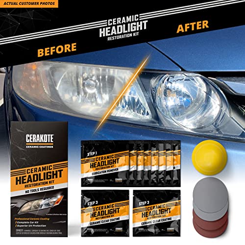 CERAKOTE Ceramic Headlight Restoration Kit – Brings Headlights back to Like New Condition - 3 Easy Steps
