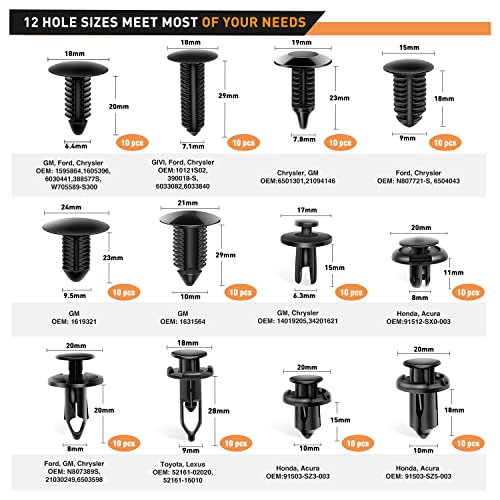 238Pcs Trim Removal Tool, Auto Push Pin Bumper Retainer Clip Set Fastener Terminal Remover Tool Adhesive Cable Clips Pry Kit Car Panel Radio Removal Auto Clip Pliers (GRC-207)