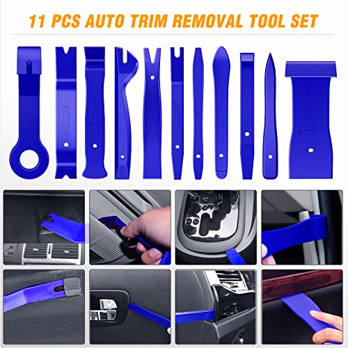 238Pcs Trim Removal Tool, Auto Push Pin Bumper Retainer Clip Set Fastener Terminal Remover Tool Adhesive Cable Clips Pry Kit Car Panel Radio Removal Auto Clip Pliers (GRC-207)