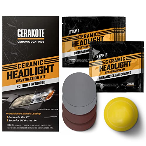 CERAKOTE Ceramic Headlight Restoration Kit – Brings Headlights back to Like New Condition - 3 Easy Steps