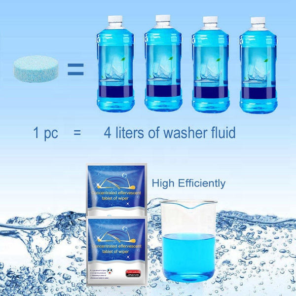 Wiper Fine Effervescent Tablets Concentrated Glass Cleaner Blue