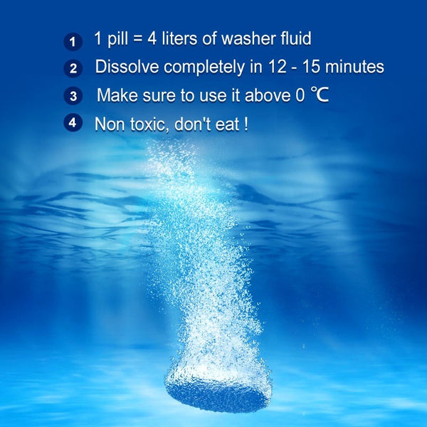 Wiper Fine Effervescent Tablets Concentrated Glass Cleaner Blue