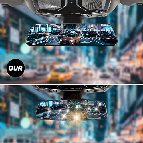 JoyTutus Rear View Mirror, 12 Inch Panoramic Anti-Glare Rearview Mirror, Interior Clip-on Wide Angle Convex Universal Rear View Mirror to Reduce Blind Spot Effectively for More Car SUV Trucks -Blue