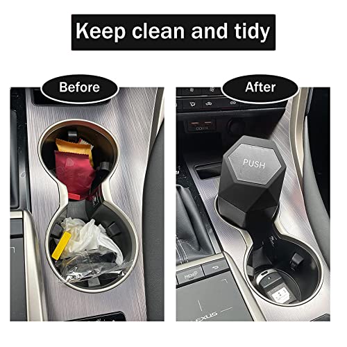 Car Trash Can with Lid, Diamond Design Small Automatic Portable Trash Can, Easy to Clean, Used in Car Home Office (Black)