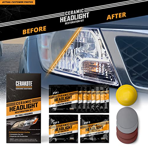 CERAKOTE Ceramic Headlight Restoration Kit – Brings Headlights back to Like New Condition - 3 Easy Steps